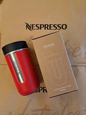 台灣雀巢 NESPRESSO NOMAD collection 中號 隨行咖啡杯 環保杯 400毫升 豔紅色 不鏽鋼304 瓶高14.5公分 寬8.5公分
