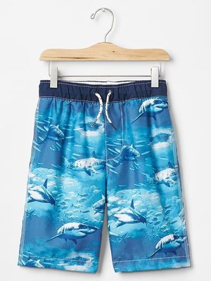 【天普小棧】GAP Kids Sea shark swim trunks男童海洋鯊魚泳褲海灘褲沙灘褲M（8-9歲）