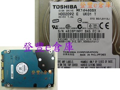 【登豐e倉庫】 F94 Toshiba MK1646GSX 160G SATA 系統重整 救硬碟主板 救資料