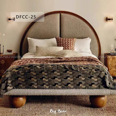 【大熊傢俱】DFCC 25 床架 皮床 奶油風 床組 軟床 造型床 絨布 兒童床 實木 訂製 現代床