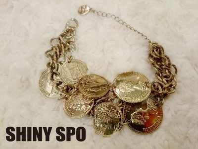 SHiNY SPO 日本品牌 Lagunamoon 個性粗鎖鏈多金幣綴飾手鍊 特價