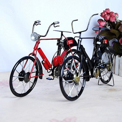 現貨創意擺件品牌現代金屬鐵皮自行車模型 復古擺件造型家居裝飾品現代自行車