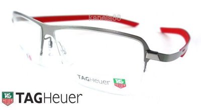 #嚴選眼鏡#= TAG Heuer 豪雅 = 半框 紅銀 橡膠鏡腳 法國製 公司貨 3821 002 TH3821 15cm 大頭適用