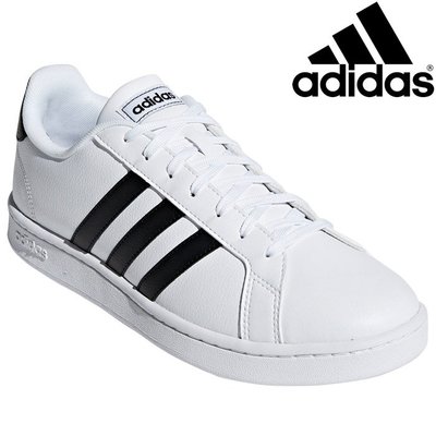 【鞋印良品】ADIDAS 愛迪達 GRAND COURT F36392 白/黑 皮革 縫線 記憶鞋墊 三線 滑板 休閒鞋