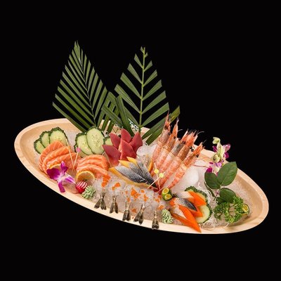 特賣-日式料理豪華壽司船刺身船干冰船生魚片創意船形餐具海鮮拼盤盛器-滿三百出貨