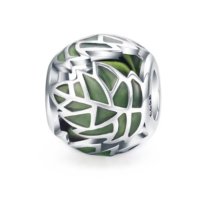 現貨Pandora 潘朵拉 S925純銀手鏈配件春季綠葉串飾diy大孔珠子個性散珠配飾歐美風格明星同款熱銷