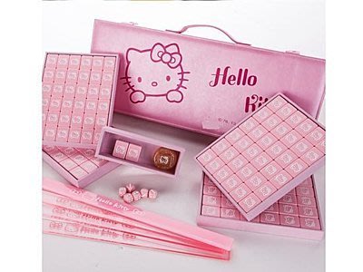 小公主日本精品♥ Hello Kitty 粉色大臉頭精緻好收藏限定款精美全組以臉頭為主麻將
