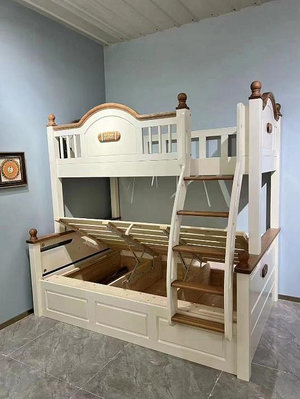 兒童床 上下床 訂製 實體店 全實木上下床 字母床 實木 實體店定制尺寸 兒童兩層高低床美式子母床