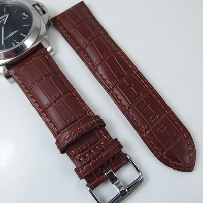 錶帶屋『厚7mm』代用漢米頓 萬寶龍 沛納海 IWC 20mm  24mm黑色紅線義大利牛皮錶帶
