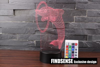 FINDSENSE X 海豚系列 七彩遙控觸摸3D小夜燈 創意LED臺燈