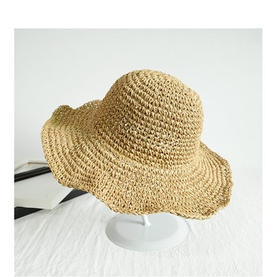 百搭可折迭草帽夏季出遊防曬遮陽帽韓版度假涼帽海邊沙灘帽子防曬-一點點