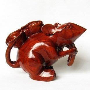 【熱賣精選】木雕工藝品 雙鼠送財擺件 紅木老鼠 家居擺設裝飾品 模型