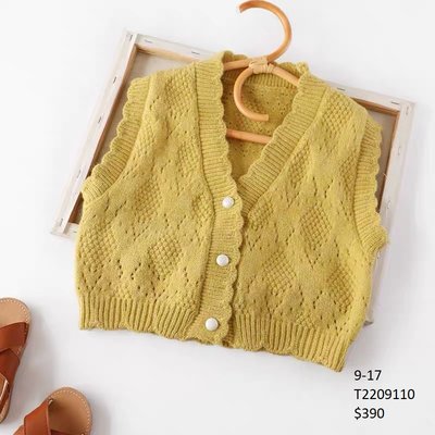 【Girl】 JC BABY 舒適花邊針織背心 上衣(黃色) #T2209110