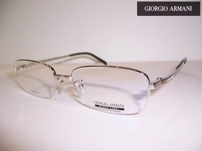 光寶眼鏡城 (台南) GIORGIO ARMANI 優質半邊純鈦眼鏡*典雅斯文(銀)公司貨