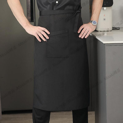 廚師圍裙男女半身廚師專用圍裙加厚實款咖啡廳廚房工作服圍腰定制-Misaki精品
