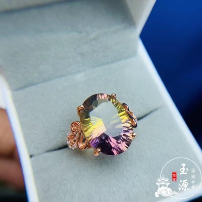 千禧工紫黃晶戒指925銀鑲嵌玫瑰金彩色寶石紫黃晶手飾品