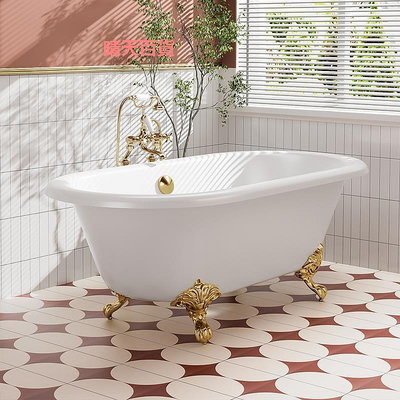 蔻倫歐式家用鑄鐵搪瓷獨立式貴妃浴缸成人浴池復古美式陶瓷大浴盆