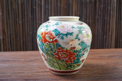 日本九谷燒花瓶富貴牡丹花瓶花入花器花生
