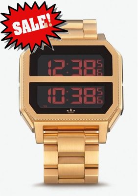 【AG好貨】 愛迪達 ㊣ ADIDAS ARCHIVE_MR2 不銹鋼 復古 電子錶 數位錶 時尚 潮流 流行 正品 金