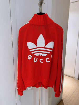 Gucci Adidas三葉草聯名限量紅白夾克外套 S碼 古