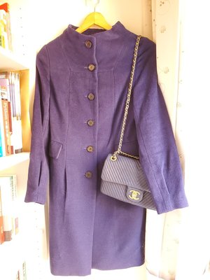 義大利正品 S'MAXMARA 羊毛藍紫色洋裝式大衣42號