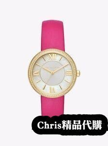 現貨#Michael Kors MK2684 梅粉色簡約鑲鑽 小錶盤皮帶防水石英腕錶 手錶 歐美時尚 美國代購簡約