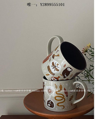 陶瓷杯復古魔法森林貓咪陶瓷馬克杯咖啡杯家用水杯大容量早餐杯禮物茶杯