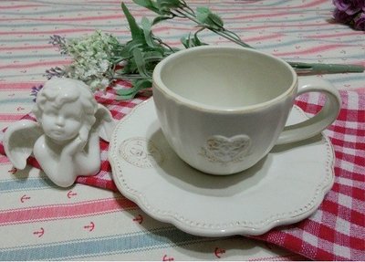 【現貨】浮雕 咖啡杯碟 咖啡杯盤組 巴洛克古典浮雕玫瑰花( 僅一組  一杯一碟 168元 ) 四季田園 7135
