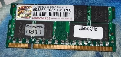 ...點子電腦-北投...中古NB用◎創見JETRAM的DDR2 667 1g ◎雙面16顆，品相優150元