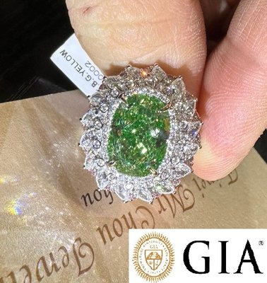 【台北周先生】天然Fancy綠色鑽石 5.08克拉 綠鑽 Even分布 SI1 18K金 氣質美戒 送GIA證書