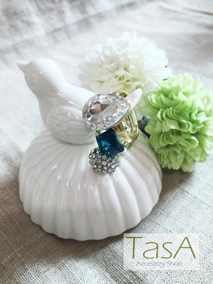 TasA Accessory shop-華麗水滴寶石戒指組(綠色組)