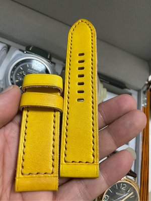 【SUM錶配】沛納海panerai 手工牛皮 加厚 黃色 小黃 24MM適合44mm 現貨手工一條