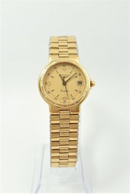 【Jessica潔西卡小舖】簡潔時尚LONGINES浪琴金面石英女錶,原裝錶帶
