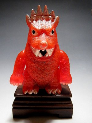 【 金王記拍寶網 】(常5) W5003 早期日本老玩具 東宝 哥吉拉 安基拉斯異色版 透明紅 噴火花怪獸一隻 罕見稀少