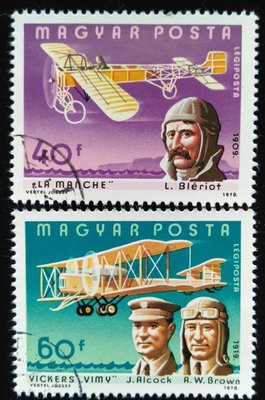 匈牙利飛機郵票人類史上第一次橫越英吉利海峽跟大西洋壯舉郵票特價