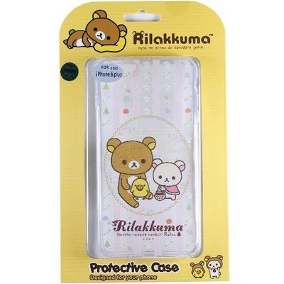 Rilakkuma 拉拉熊/懶懶熊 Apple iPhone 6 Plus (5.5吋) 彩繪透明保護軟套-花草優雅熊