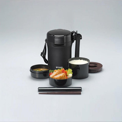 日本 TIGER 虎牌 不鏽鋼保溫便當盒 附背帶、筷子（約3碗飯量）/個 LWU-A172