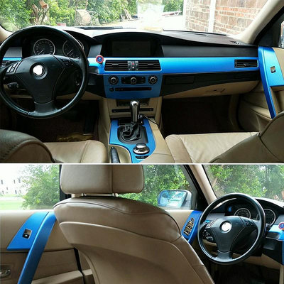 適用於2004-2010老款寶馬5系E60汽車改裝內飾貼紙 BMW中控排擋昇窗碳纖維成型改色貼膜