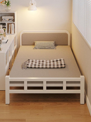 折疊床單人床家用簡易小床一米二午休床出租房硬板雙人床成人鐵床~大麥小鋪