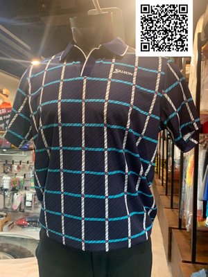全新 日本 SRIXON 高爾夫 POLO衫 藍格紋 DESCENTE日本製造  吸水速乾 專業抗UV 防曬係數15+
