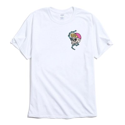 RIDE Skate Skull 左胸 短袖T恤 2色 歐美潮牌西海岸刺青滑板龐克BMX印花潮T