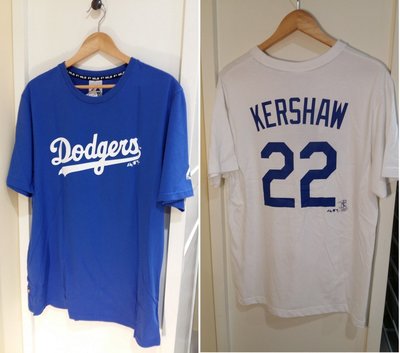 MLB Majestic美國大聯盟 道奇隊 KERSHAW背號短袖T恤-寶藍/白