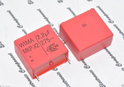 德國WIMA MKP-X2 2.2uF AC 275V 10% 腳距:27.5mm X金屬膜電容 1顆1標