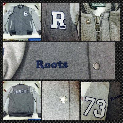 ROOTS 男生款 復古學院風棒球外套  鐵灰色  (全新/現貨/已斷貨) XXS 尺寸 男女皆可穿 僅有1件