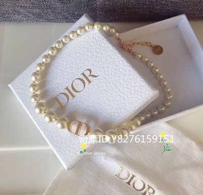 Dior 迪奧 30 MONTAIGNE 短項鏈 金色飾面金屬和白色樹脂珠飾 項鍊 N1116MTGRS_D301