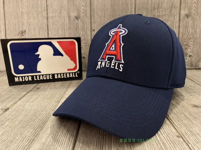 塞爾提克~MLB美國大聯盟 帽子 Angels 天使隊 小繡標 棒球帽 老帽 鴨舌帽 運動帽 立體電繡標-深藍色