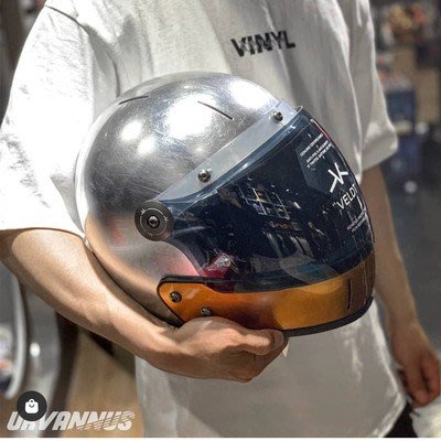 VELDT碳纖維復古頭盔 哈雷拿鐵杜卡迪男女摩托車騎行全盔組合半盔