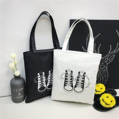 [♣homade♣]韓國韓版字母帆布包單肩包休閑環保購物袋大包包學生女包潮-包您滿意