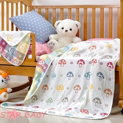STAR BABY-六層紗布嬰兒浴巾 純棉 新生兒包巾 兒童毛巾被 嬰兒抱被 空調毯 涼被