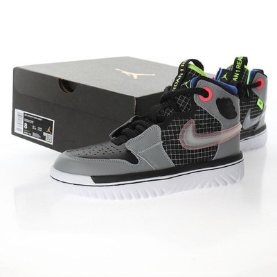 Air Jordan 1 High React 灰黑熒光 瑞亞 輕量 格子 防滑 籃球鞋 AR5321-002 男鞋[飛凡男鞋]